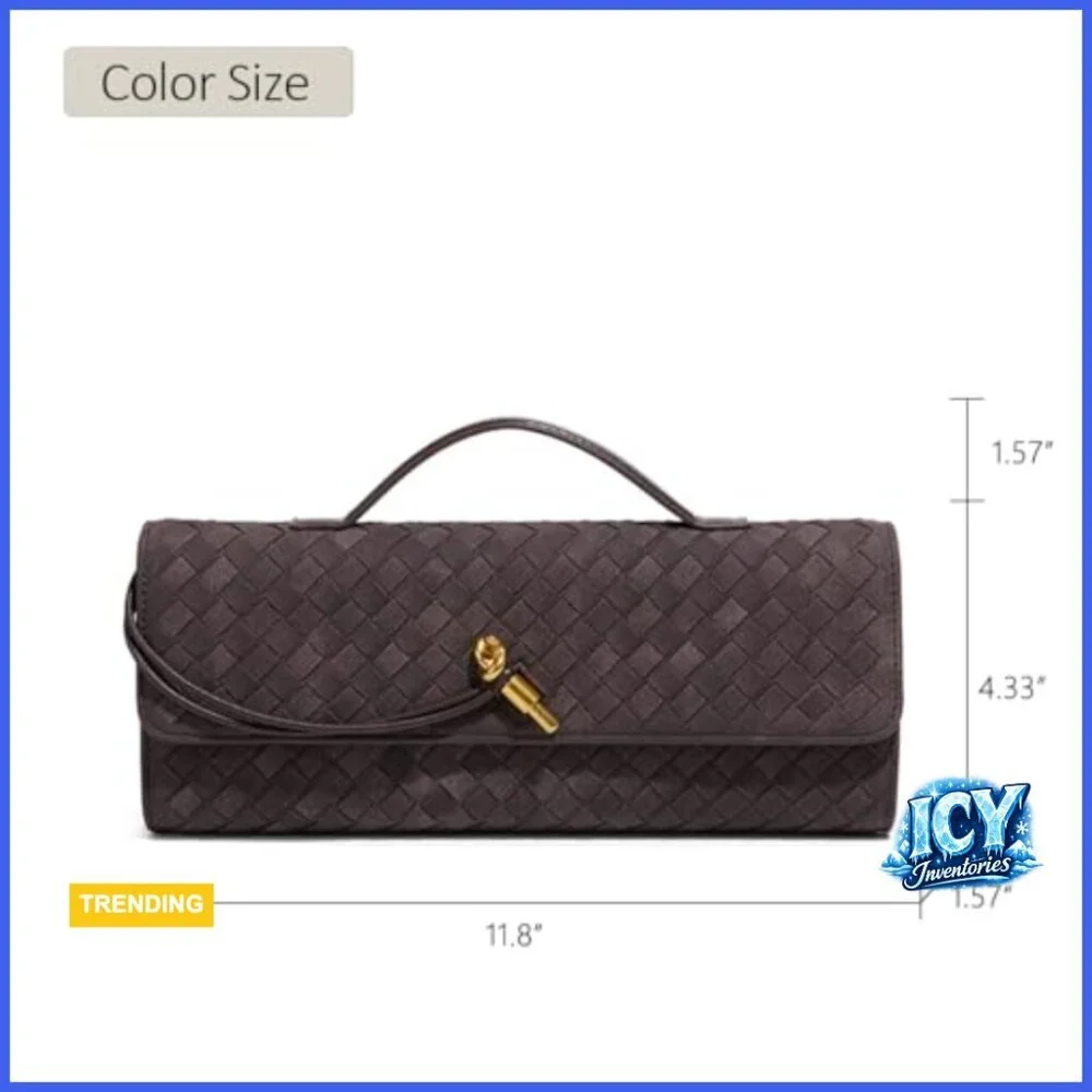 Suede Woven Handbag Evening Shoulder Bag Clutch Purse Crossbody Satchel